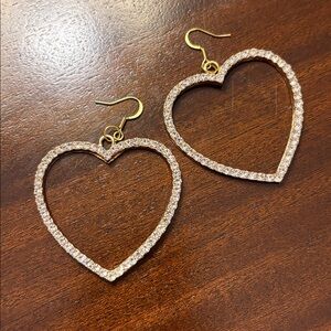 Gold Heart-Shaped Crystal Earrings